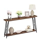 MAHANCRIS Console Table for Entryway, 63" Industrial Entryway Table, 2-Tier Extra Long Sofa Table Behind Couch, X-Shaped Support, for Entryway, Hallway, Living Room, Rustic Brown CTHR4801Z