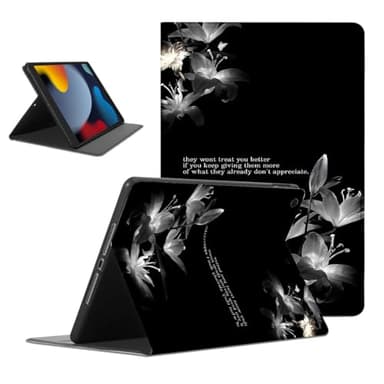Mrtponk Stylish Jesus Christian Bible Verses Tablet Case for iPad 6th/5th Gen Case 2018/2017 9.7 Inch,Lily Pattern for Women Men Teens Protective Cover Flip PU Leather Stand Funda