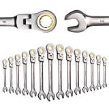 MoJoTools 38pcs Ratchet Wrench Set-(Includes 14PCS Metric 8-24mm Ratchet+15Pcs 1/4″–1″ SAE Ratcheting Wrench Set + 9PCS Allen Wrenches)