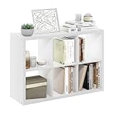 Furinno Cubicle Book Shelf, 6-Cube Bookshelf, Extra Thick Frame Horizontally & Vertically Reversible Bookcase with Open Back, 14.6" x 44" x 30", for Living Room, Bedroom, Home Office, White