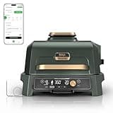 Ninja Woodfire Pro Connect XL Outdoor Grill & Smoker | Bluetooth, App Enabled | 7-in-1 Grill, BBQ Smoker, Outdoor Air Fryer | Woodfire Technology | Built-In Thermometer | Green & Gold | OG951GN2