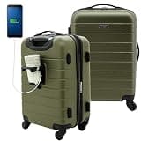 Wrangler Smart Spinner Hardside Luggage, 22-Inch Carry-On, Olive Green
