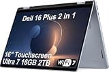 Dell 16 Plus 2-in-1 AI PC Laptop (16" FHD+ Touchscreen, Intel Core Ultra 7 256V (> i7-1355U), 16GB DDR5, 2TB SSD), Copilot+ PC, Backlit, Fingerprint, 1080P Webcam, 21-Hr Battery, Wi-Fi 7, Win 11 Home