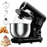 Stand Mixer, 6 Speed 5.3 Quart Tilt-Head Kitchen Electric Food Mixer with Beater, Dough Hook, Wire Whip, Black