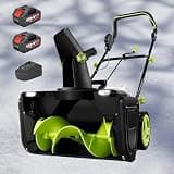 Cordless Snow Blower, with 3500W Brushless Motor, Clearing Width 51cm, Depth 26cm, 180° Rotatable, Dual LED Lighting for Easy Nighttime