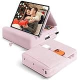 Tablet Pillow Stand with Storage, Foldable iPad Holder for Lep, Bed, Sofa, and Desk - Soft Pad Dock with Pocket and Stylus Mount Compatible with 4-13" iPad Pro/Air/Mini, Galaxy Tab, Kindle (Purple)