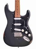 Black Over Sunburst Rhxflame Road Worn Electric Guitar, Alder Body, Roasted Canada Maple Neck & Fingerboard, Rounded End Frets, Tremolo Bridge, Vintage Tuners