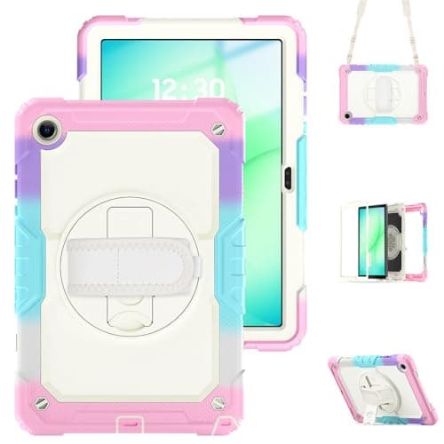 for Samsung Galaxy Tab A11+ SM-X230 X236 11.0" Tablet Case 3-Layer Drop Proof Protective Cover with Built-in Screen Protector, Adjustable Hand/Shoulder Strap & Pen Holder - L