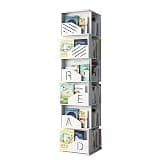 Book Shelf 360° Rotating Bookshelf White Square Standing Bookcase White Bookshelf Organizer Home Picture Book Book Rack Use for Many Years