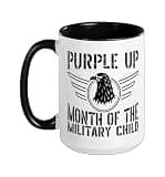 Purple Up Month Of The Military Child Veteran Soldier Ceramic Mug, Black/White, 15oz