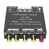 Bewinner Bluetooth 5.0 2.1 Channel Amplifier Board 50W 50W 100W | Subwoofer Power Amp with Treble Bass Control for DIY Home Speakers