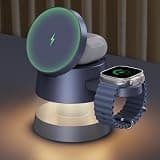iVANKY Qi2 Certified 3 in 1 Mag-Safe Charger Stand, 15W Fast Magnetic Wireless Charging Station with Night Light for iPhone 17e 17 16 15 14 13 Pro Max, Apple Watch, AirPods 4/3/2/Pro(No AC Adapter)