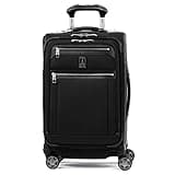Travelpro Platinum Elite Softside Expandable Carry on Luggage, 8 Wheel Spinner Suitcase, USB Port, Suiter, Men and Women, Shadow Black, Carry On 21-Inch