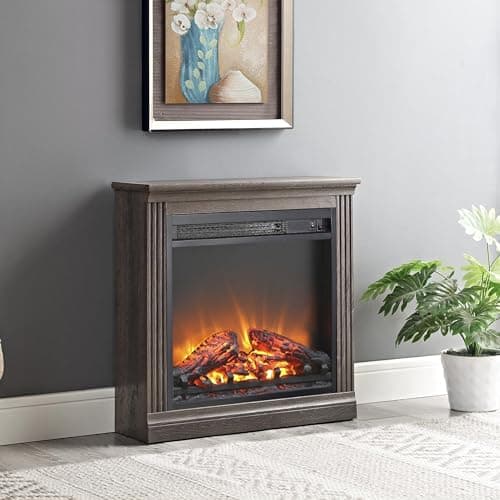 Gecheer 18-inch Electric Fireplace Insert, Ultra-Thin Heater with Realistic Flame Effect, 1400W/5000 BTU, Overheat Protection, No-Heat Flame Mode, Easy Mechanical Controls, Fits TV Stand or Cabinet