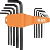 Klein Tools LS12 12-Piece Long-Arm Hex Key Set, SAE, Heat-Treated, L-Style Keys Sizes 1/16-Inch to 3/8-Inch, Twist-to-Lock Case