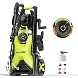 Yeryork Adjustable 5000 PSI Pressure Washer,2.5 Max GPM Power Washer with 33 FT Retractable Hose Reel, Stainless Steel Lance, 500ml Foam Cannon, 4-Nozzle Set, Washer for Cars, Fences, Patios