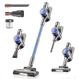 Dzaki Cordless Stick Vacuum Cleaner, 50KPa Brushless Motor Vacuum with Anti-Tangle, LED Display, 55-Min Runtime & Detachable Battery for Pet Hair, Carpet & Hardwood Floors (Blueorange)