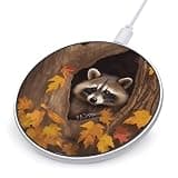 Raccoon in The Fall Tree Hole Wireless Charger Magnetic Phone Induction Charger 10w Fast Wireless Charging Station Compatible with iPhone 17 16 15 14 13 12 Pro Max Samsung Galaxy S25 S24 S23