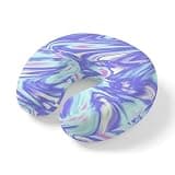 LXCPBNQT Neck Pillow Modern Fluid Art Blue Purple Washable Memory Foam Pillow for Airplane Office Car Sleeping, Abstract Gradient Dynamic Lines Travel Pillows U Shaped Stretch Neck Support Pillows