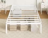 Allewie Twin Bed Frame, 14 inch Metal Platform Beds with Storage Space, No Box Spring Needed and Easy Assembly, White