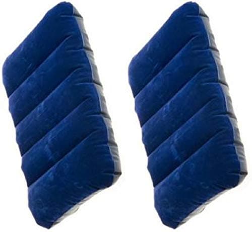 Oblivion Inflatable Travel Pillow – Velvet Neck Cushion for Backpacking, Camping, Portable Lightweight Comfort Rest for Car, Tourist & Sleeping Support (Blue - Pack of 2)