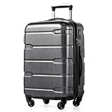 Coolife Carry On Luggage 22x14x9 Airline Approved Hardside PC+ABS Suitcase with TSA Lock, Lightweight Rolling Travel Luggage with Spinner Wheels(Charcoal, 20in)
