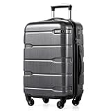 Coolife Carry On Luggage 22x14x9 Airline Approved Hardside PC+ABS Suitcase with TSA Lock, Lightweight Rolling Travel Luggage with Spinner Wheels(Charcoal, 20in)