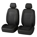 4PCS Cooling Car Seat Covers,Breathable Front Seat Covers with Mesh Construction and Foam Padding,Car Seat Protector to Reduce Back Sweating,Universal Car Interior for Car SUV (Black)