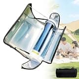 Foldable Solar Oven Portable Stove, 4.5l/1.2gal Portable Solar Oven Bbq Cooker With Aluminum Foil Boxes & Thermometer, Max Temp 288℃/550°F, For 4-5 People Backpacking Hiking Family