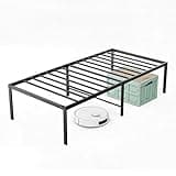 Sweetcrispy Twin Size 18 Inch Platform Bed Frame, Heavy Duty Metal Foundation Frame, Noise-Free Sturdy Steel Slats, Underbed Storage, No Box Spring Needed, Quick Setup