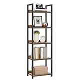 NUMENN Narrow Bookshelf, 5 Tier Bookshelves, Home Office Bookcase Shelf Storage Organizer, Free Standing Storage Shelving Unit for Bedroom, Living Room and Home Office, Vintage