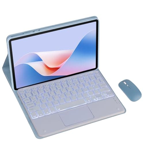 Magnetic Detachable Wireless Keyboard & Mouse Combo with Leather Cover for iPad 3th/4th 2012 9.7-inch Tablet – Full Wrapped Protection Keyboard Case (Blue,Backlight Touch Pad and Mouse)