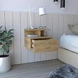 agnixnaf Beige Floating, Drawer & 2 Open Top Shelfs, Bedside Table, for Bedroom, Dorm Room, Living Room, Office