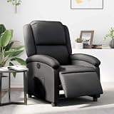 KHNLGFR Electric Recliner Chair with Power Reclining Function, Real Leather Armchair with Side Pocket, 135-Degree Tilt, Wood and Metal Frame, Black