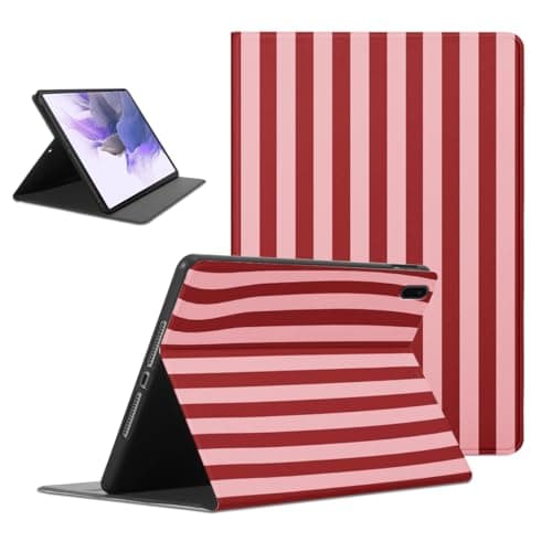 Mrtponk Classic Striped Tablet Case for Samsung Galaxy Tab A7 Lite T225/T220 8.7", Fashion Red Pink Stripe Vertical Geometric Line Cover Slim Lightweight Trifold Stand Soft TPU Back Cover Girl Women