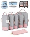 6 Piece Expandable Space-Saving Packing Cubes Compression Organizer for Travel Luggage Suitcases Lightweight Durable Clothing Storage Toiletry Bag Shoe Laundry Essentials
