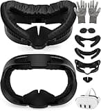 Facial Interface & Face Pad Cushion Compatible with Meta/Oculus Quest 3 Accessories Replacement PU Leather Foam Cushion Anti-Sweat Anti-Leakage Silicone Face Cover Not Fit Quest 3S WYLIE 6 Pack