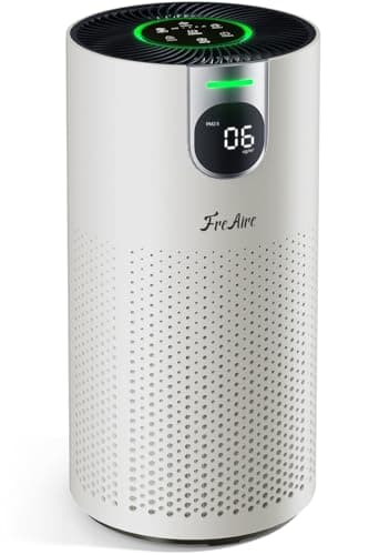 FreAire Air Purifiers for Home Large Room Covers up to 1800Ftยฒ, VisionAir 20dB Sleep Mode for Bedroom, with Real-Time AQI & PM2.5 Display,360ยฐIntake&Outlet Air Cleaner Pet-Friendly HEPA,HAP606,White