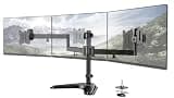Triple Monitor Stand, Heavy Fully Adjustable Desk Mount for 3 Screens up to 27 inches, Free Standing Weighted Base with Cable Management, 22 lbs Capacity per Arm, Black
