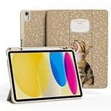 Ouinice Case for iPad 11th Generation A16 (2025 11 Inch), iPad 10th Generation Case (2022 10.9 Inch), Trifold Stable Stand, Slim Full Protective Cover with Pencil Holder, Cat Composition Book