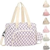 Tenot Corduroy Diaper Bag Tote, Baby Bag Travel Diaper Tote Bag with Pacifier Case, Large Baby Diaper Bags for Women, Ctue Diaper Bags For Baby Girl Boy Mom Maternity Hospital Bag, Purple Checkered