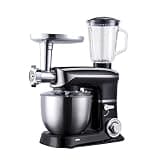 Multifunctional Kitchen Appliance,Dough Blender Stand Mixer,Juicer Blender Mixer,with Stainless Steel 6L Mixing Bowl&Abs Metal Edging Body,Max Power 1500W Blender for Home Use (Black)