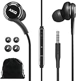 Samsung AKG Wired Earbuds Original 3.5mm in-Ear Earbud Headphones with Remote & Microphone for Music, Phone Calls, Work - Noise Isolating Deep Bass, Includes Velvet Carrying Pouch - Black