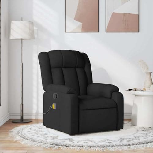 VIHHQGC Massage Recliner Chair Black Polyester Fabric 30.7x36.2x38.6 in with Adjustable Armrests and Reclining Mechanism for Relaxation and Spacious Seating
