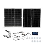 25W x 2 Solar Panel Kit with 40A Charge Controller, 20V Monocrystalline Photovoltaic System for 12V/24V Battery Charging