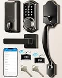 Veise VE06-H Smart Front Door Lock Set, App Control, Keyless Entry Deadbolt with Lever Handle, Electronic Digital Touchscreen Keypad, Auto Lock, Easy Install, Matte Black