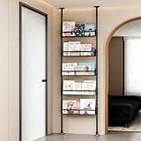 YPIEZI Behind The Door Bookcase, 5-Tier Metal Black Narrow Tall Storage Shelf with Open Storage, Shelves are Adjustable and Removable for Bedroom Living Room Playroom Kitchen(40cm)