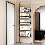 YPIEZI Behind The Door Bookcase, 5-Tier Metal Black Narrow Tall Storage Shelf with Open Storage, Shelves are Adjustable and Removable for Bedroom Living Room Playroom Kitchen(72cm)