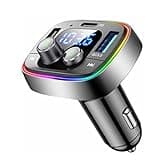 LIHAN FM Transmitter for Car Bluetooth Adapter 5.4,48W PD+QC Fast Charging,Hands-Free Calling,Streams Spotify/Navigation/Music via Car Radio,Wireless Upgrade Non-Bluetooth Cars,USB-C,USB/TF,12V/24V