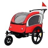 Amacv 2-in-1 Double 2 Seat with 5-Point Safety Harnesses Bicycle Bike Trailer Jogger Stroller for Kids Children Foldable Collapsible w/Pivot Front Wheel, Storage Bag